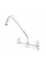 MEZCLADORA FREGADERO 8" CUELLO COBRA LATON Y ACERO INOX YARDEN.